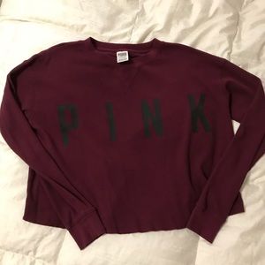 PINK waffle knit oversized box crop top